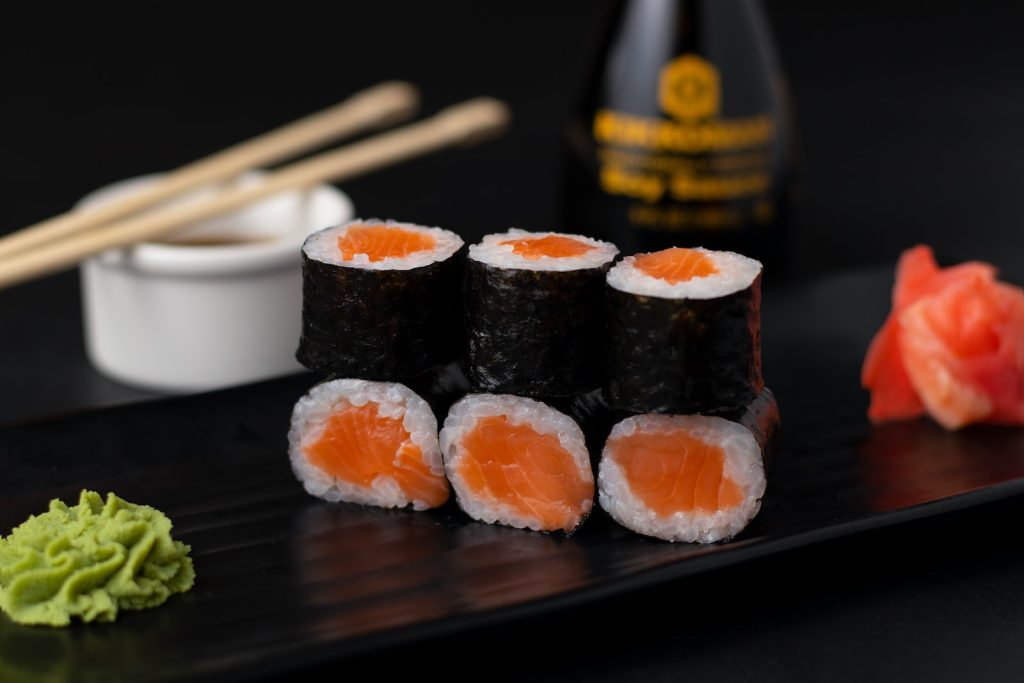 sushi on white ceramic plate