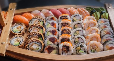 food photography of varieties of sushies